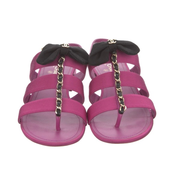 Chanel Pink and Black Sandals! Size 36! Shoes
